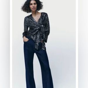 Sequin bow jacket shirt